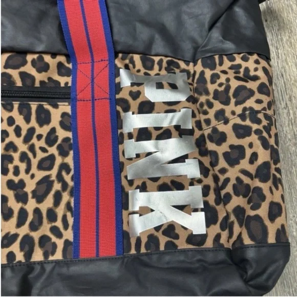 Victoria Secret PINK Travel Duffle Gym Bag Large Animal Print Logo - Picture 4 of 10